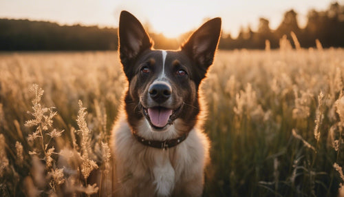 a happy dog with an open mouth looking into the camera on a Swedish field in the sunrise _clipdrop-cleanup.jpeg__PID:fb9e8b3e-60b1-4356-a24f-a7f69c7d7cd6