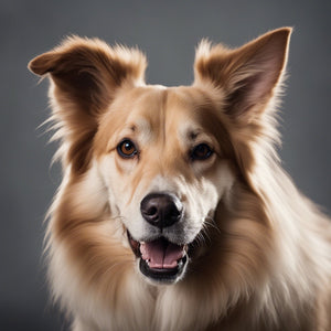 a professional studio portrait photograph of a dog with an open mouth on a grey background (3).jpeg__PID:1aba02e6-a173-4244-a932-4d4b21d026c0