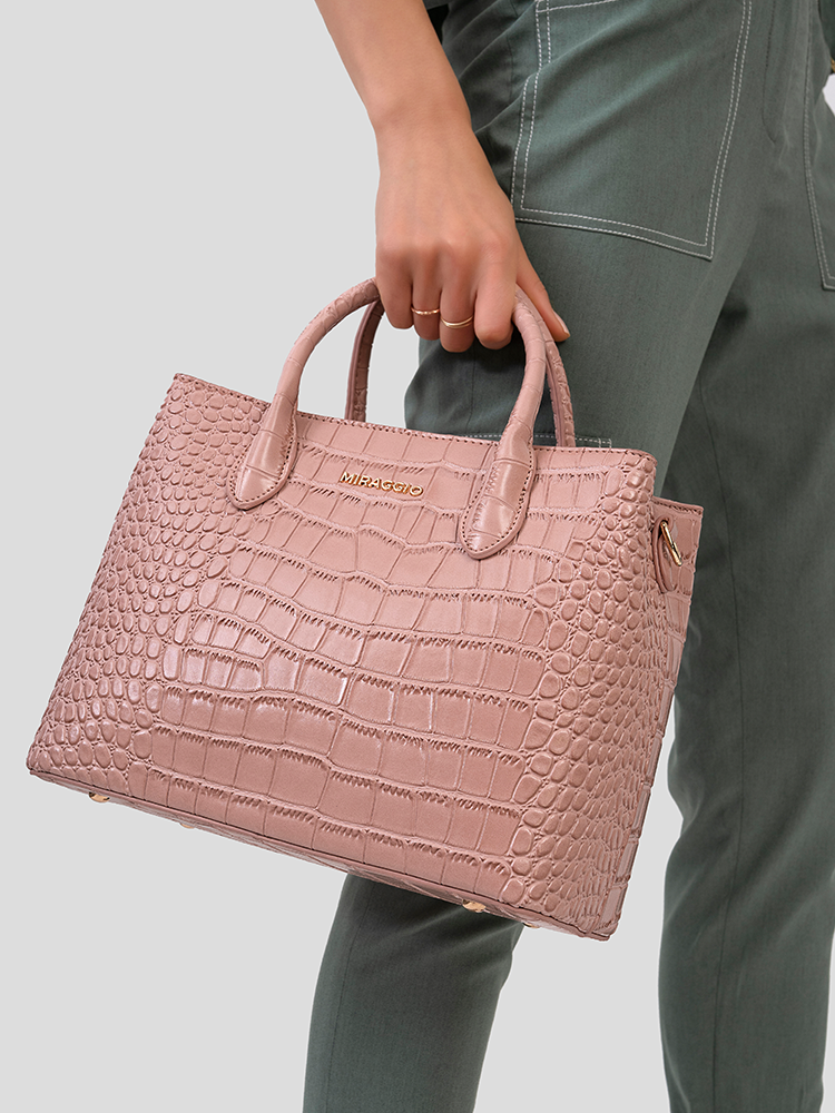 Guy Laroche White/Pink Monogram Tote Bag at FORZIERI