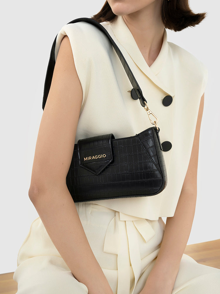 Miraggio Ivory Quilted Medium Sling Handbag