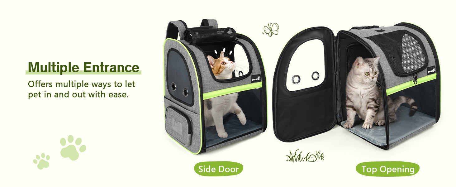 Pecute Larger Size Pet Carrier Backpack Expandable Cat Carrier Hold Up to 33 Lbs