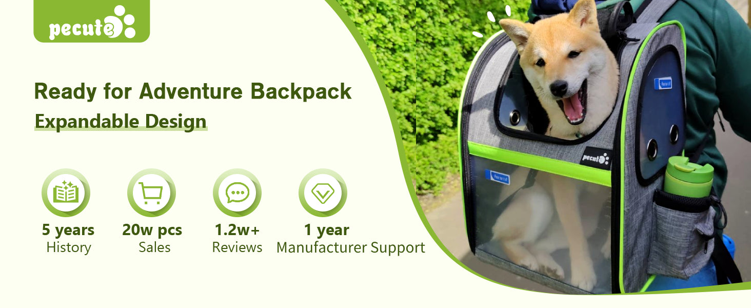 Pecute Larger Size Pet Carrier Backpack Expandable Cat Carrier Hold Up to 33 Lbs