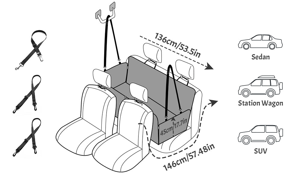 Pecute Tapis de Transport Protection Coffre Voiture Chien Universelle  Imperméable avec 2 Sacs de Rangement, 205x135cm