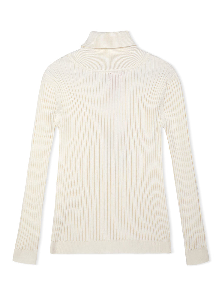 Turtleneck Basic Sweater - Off White