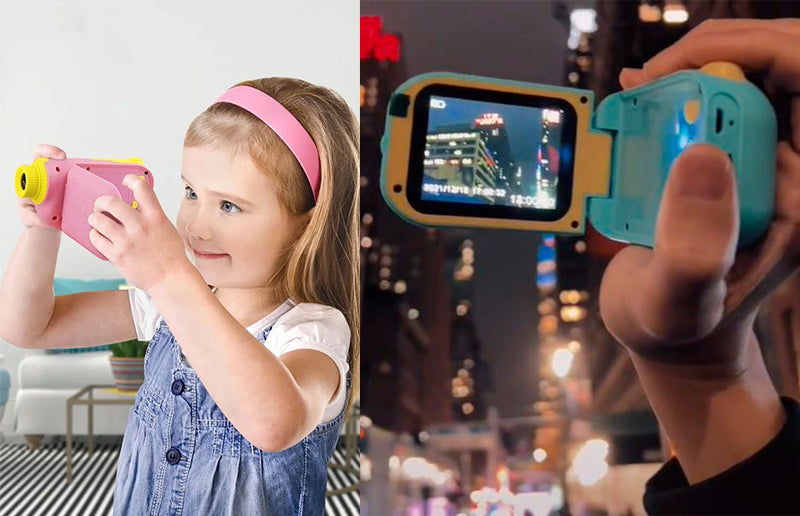 kids using the digital children toy camera and video recorder