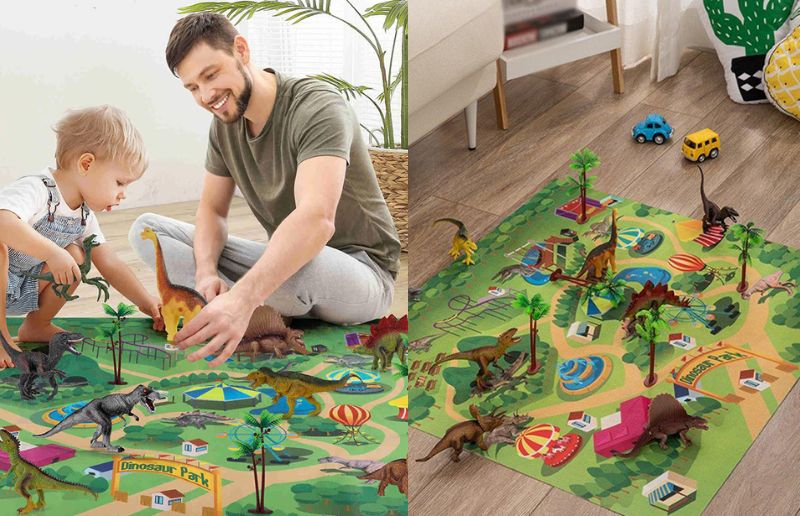 a-father-and-his-child-bonding-with-a-dinosaur-jungle-mat
