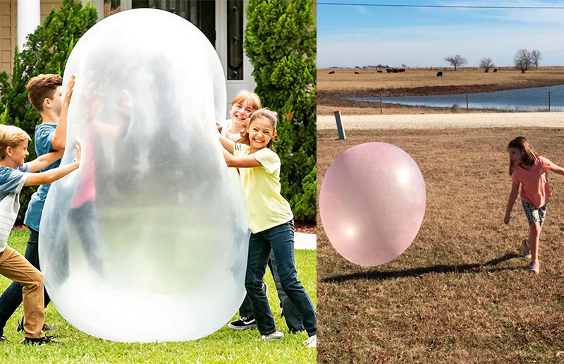 kids playing with the giant jelly balloon ball