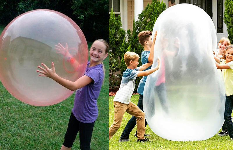 kids playing with the giant jelly balloon ball