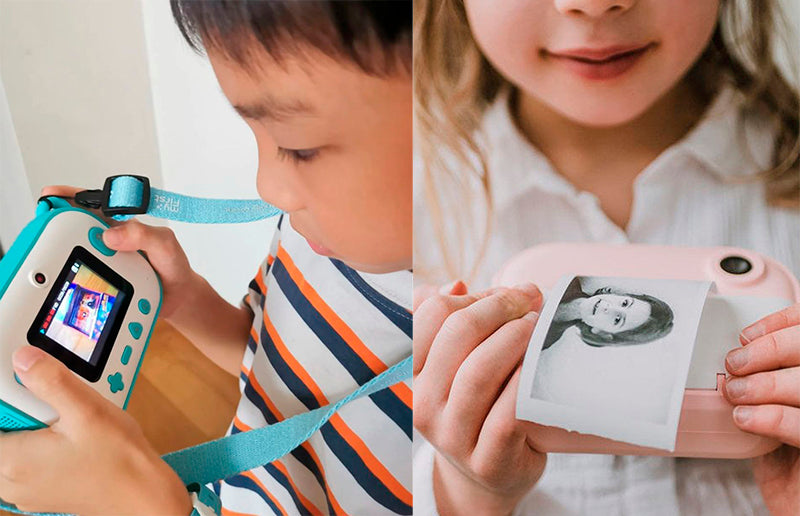 kids using the instant print camera