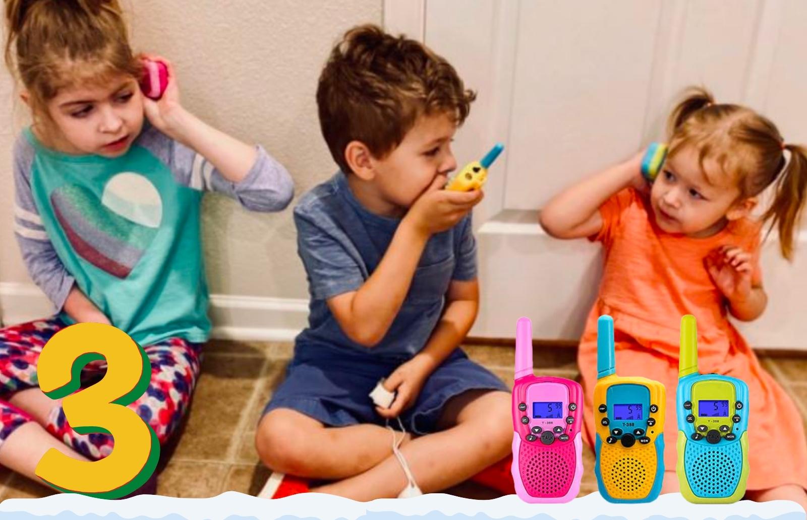 three-siblings-playing-kids-walkie-talkie
