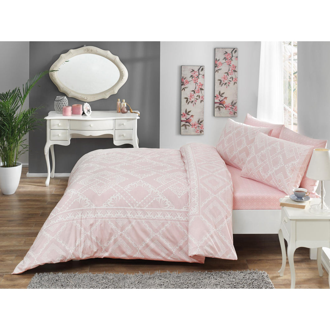 Celia Pink 100 Cotton Luxury Duvet Cover Set Full Queen