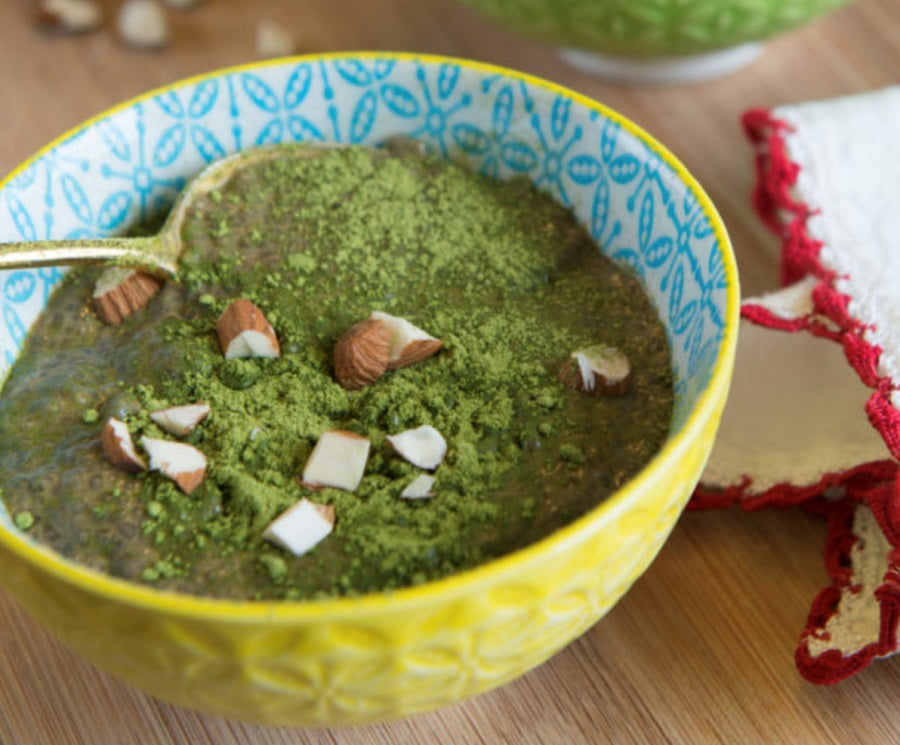 Matcha Chia Pudding with Cacao