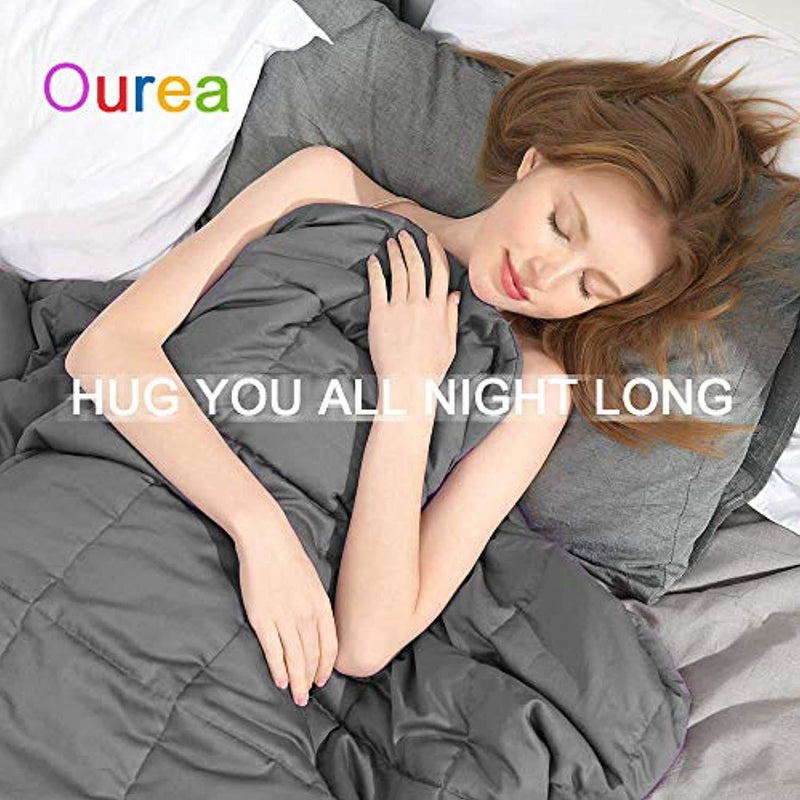 Ourea 10 lbs Cooling Weighted Blanket | 48” × 78” | Twin Size | Grey