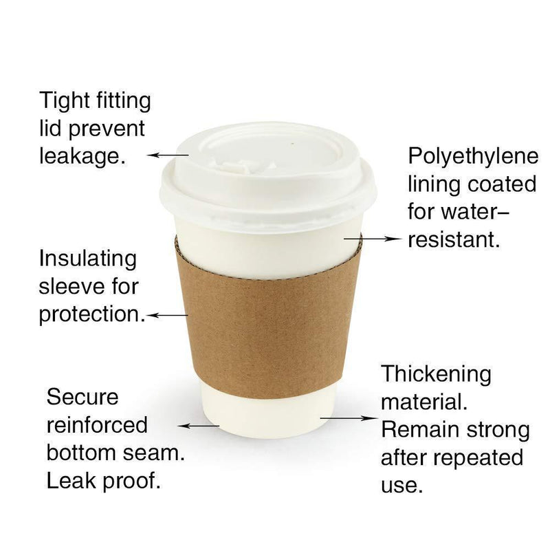 paper coffee cups with lids and sleeves