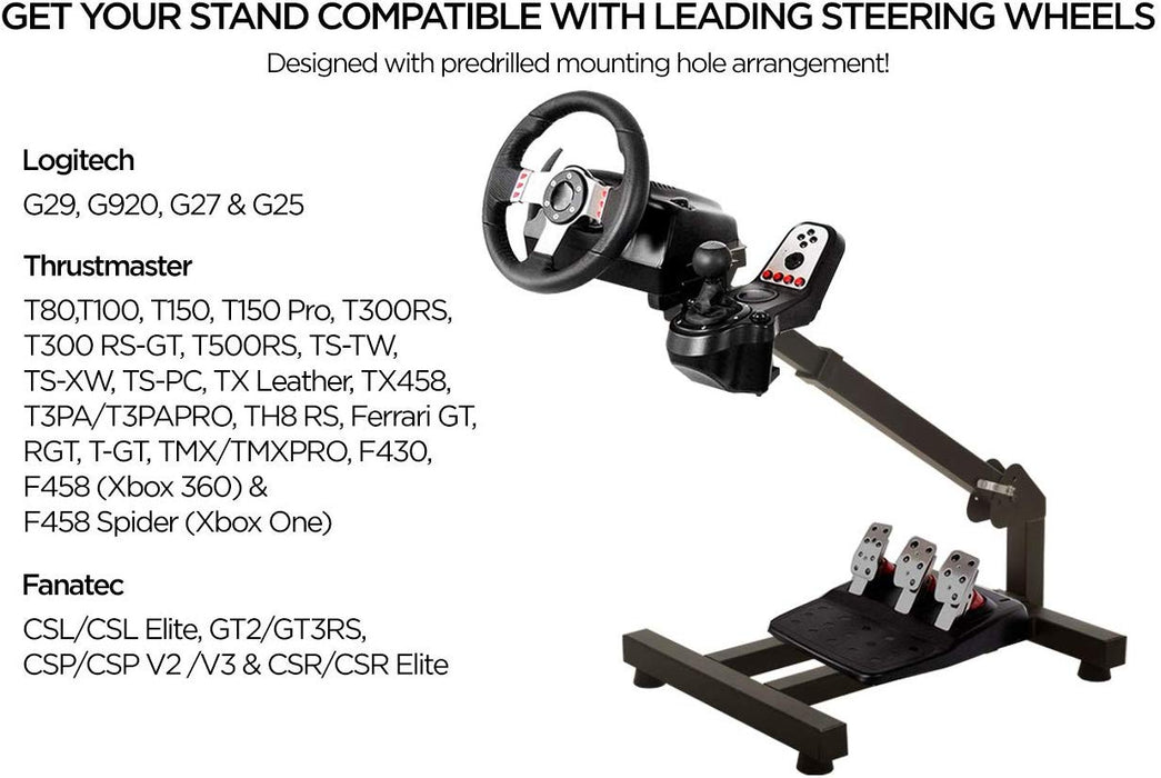 Racing Steering Wheel Stand Gaming Simulator Cockpit With Gear Shifter And Pedal Mount Compatible With Logitech Thrustmaster Fanatec Wheels Height