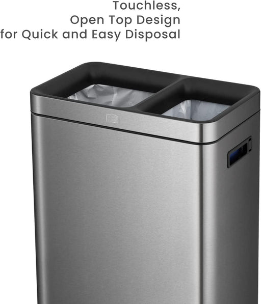 HZL Branded 13 Gallon Stainless Steel Dual Kitchen Trash Can