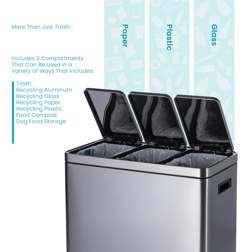 Organize It All 15.8-Gallons Silver Steel Touchless Kitchen Trash