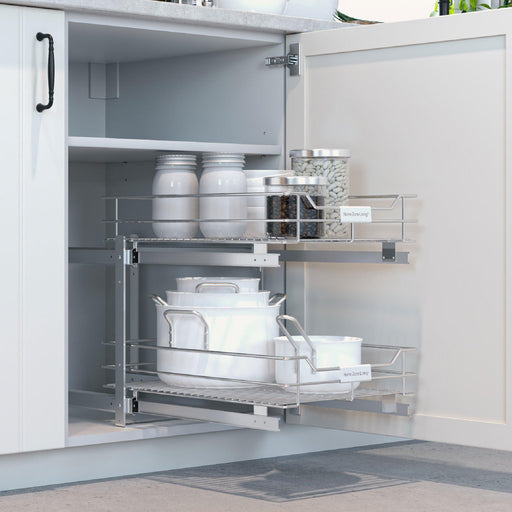 Jetlifee Pull Out Cabinet Organizer, Two Tier Under Sink Pantry