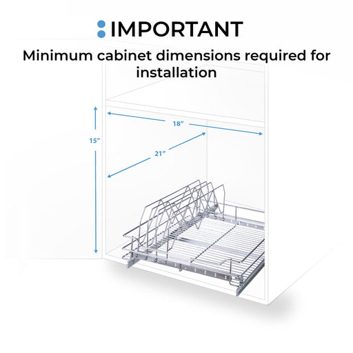 Home Zone Living Pull Out Cabinet Organizer, 11 inch W x 21 inch D, Model #vk40271u, Size: 11 W x 21 D, Silver