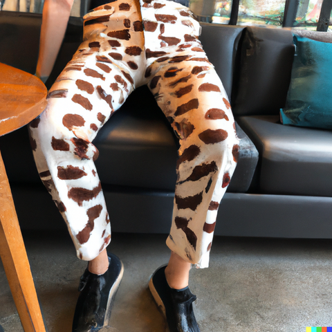 girl in fun pants in coffee shop