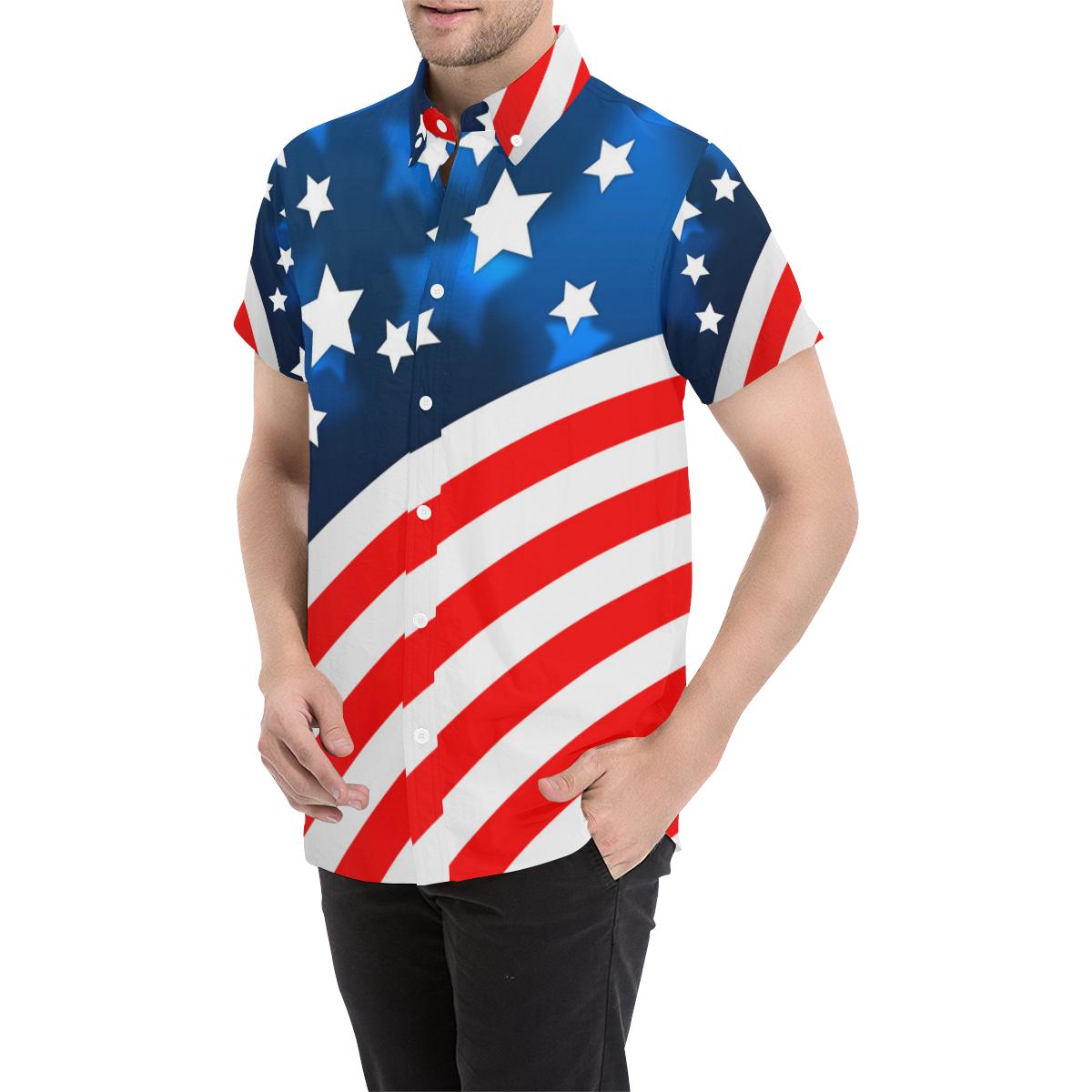 American flag Style Button Up Shirt – kunshirts.com