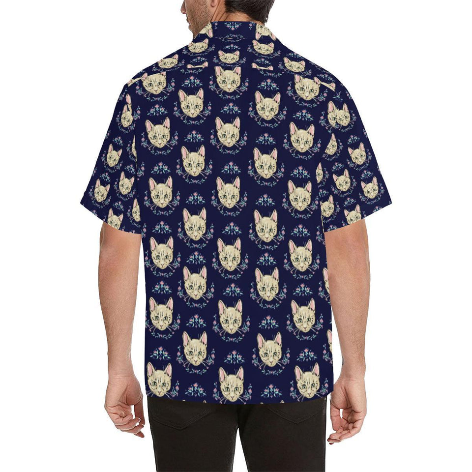Cat Head With Flower Print Pattern Hawaiian Shirt Kunshirts Com