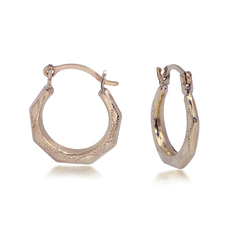 14K Yellow Gold Small Faceted Puffed Hoop Earrings – Candela Jewelry