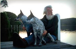 Award-winning author Bruce Pascoe and his beloved dogs