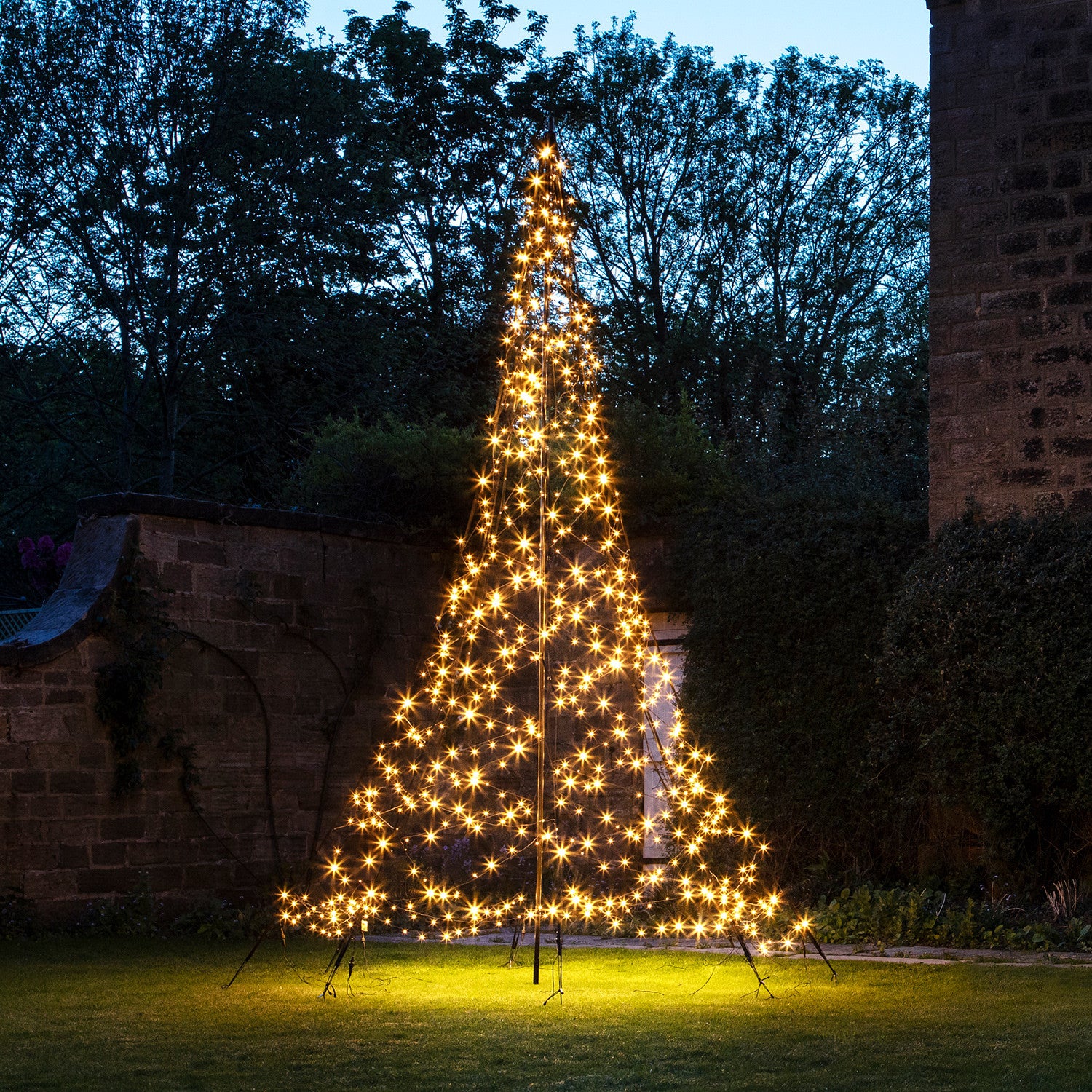 4m Warm White LED Outdoor Fairy Bell Christmas Tree | Lights4fun.co.uk