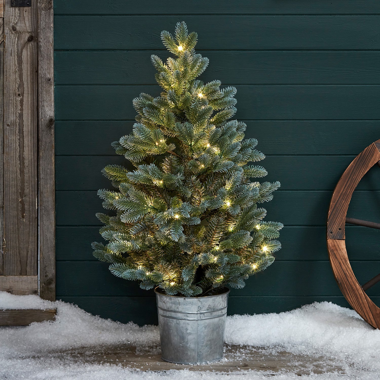 Image of 90cm Pre Lit Outdoor Potted Christmas Tree
