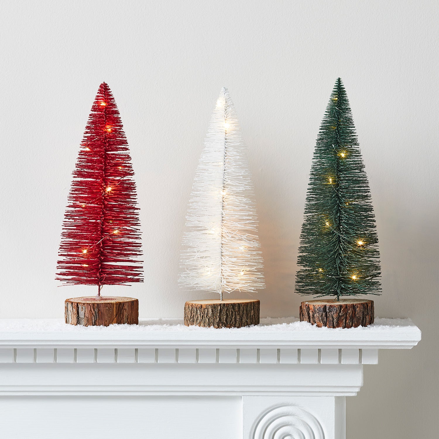 Image of Pinewood Bottle Brush Mini Christmas Tree Trio