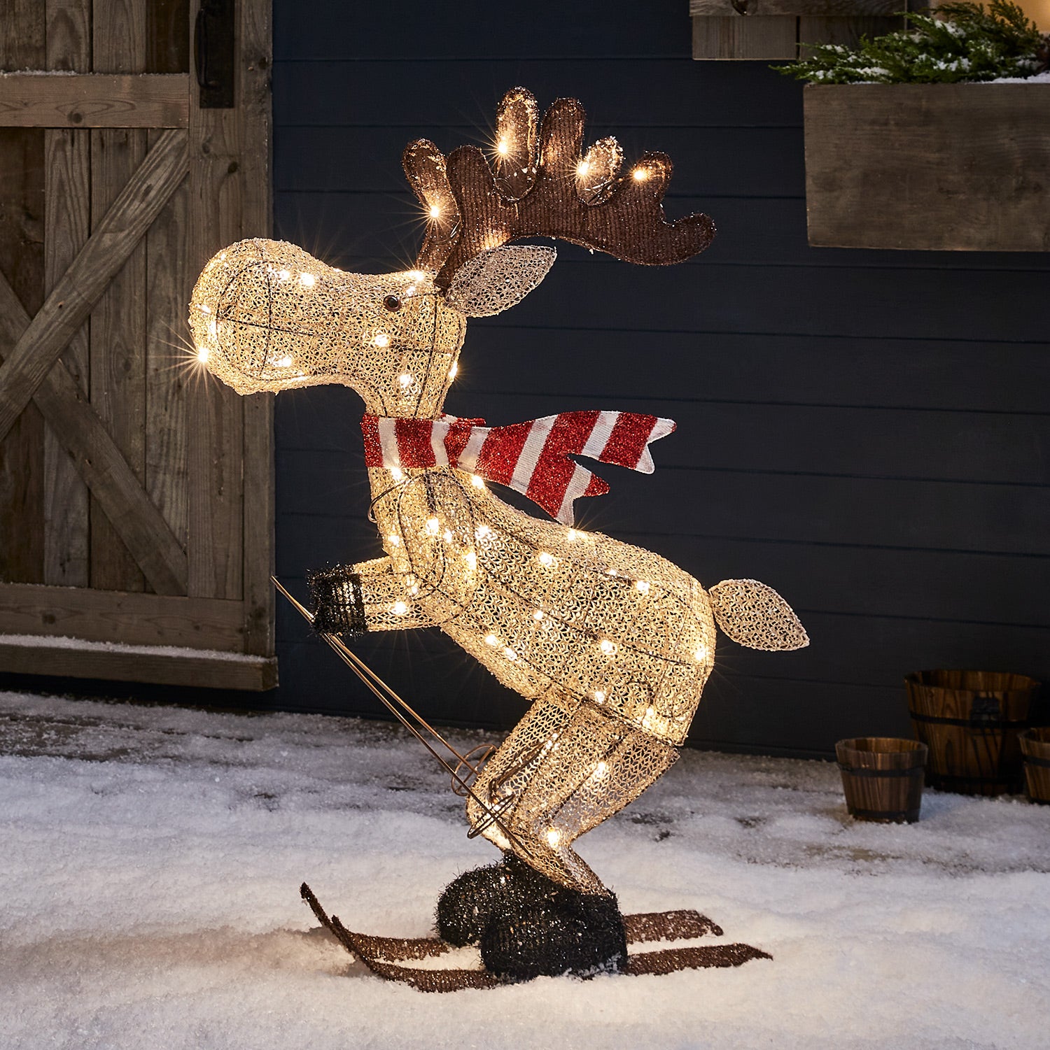 Image of Skiing Moose Outdoor Christmas Figure