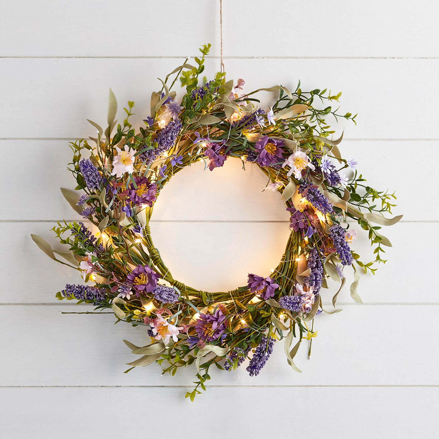 Image of 45cm Lavender Wreath Micro Light Bundle