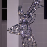 Set of 3 Regular Harlow Rattan Dual Colour LED Light Up Reindeer Famil ...