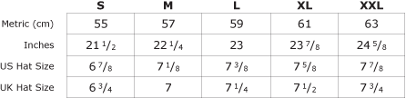 Hat Size Chart - Kakadu Traders Australia
