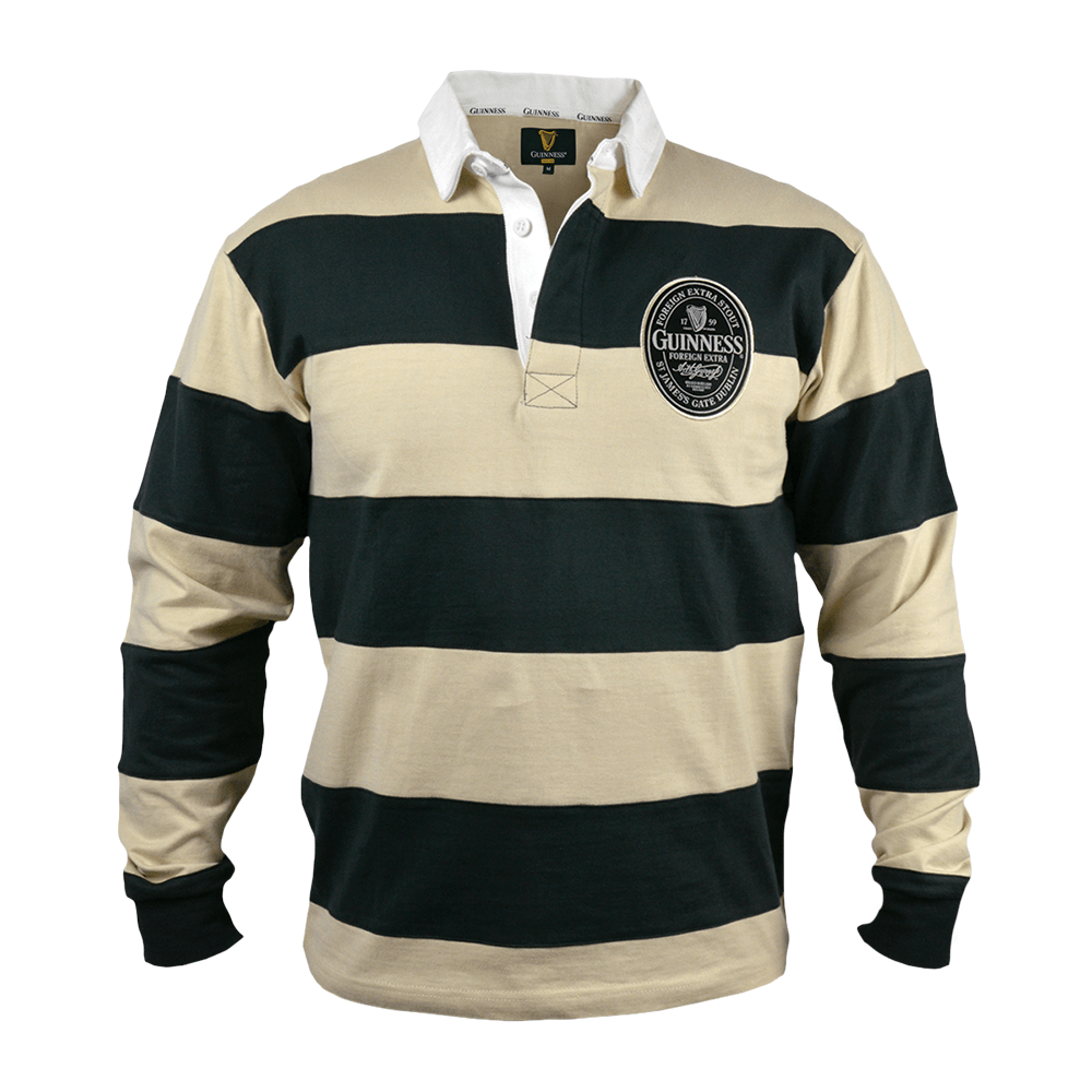 Guinness Cream and Black Striped Rugby Jersey