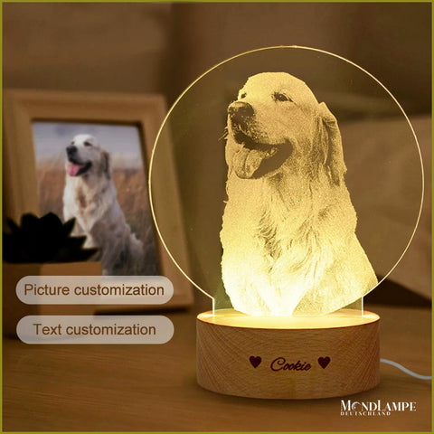 Lampe personalisiert mit Bild von Hund