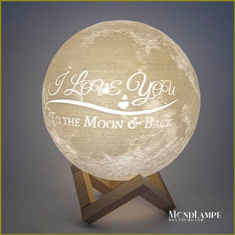15cm Mond Lampe mit Text eingraviert