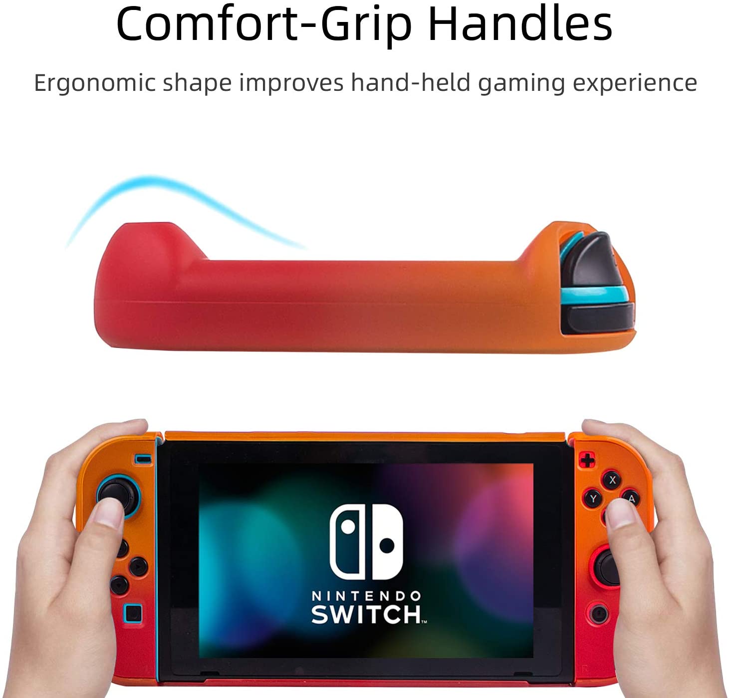 Protective Case Cover for Nintendo Switch, Hard Shell Case Handheld Grip for Nintendo Switch Console and Joy-Con Controllers with 2 Thumbsticks (Orange)