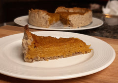 A slice of gluten-free and vegan pumpkin pie, before chilling