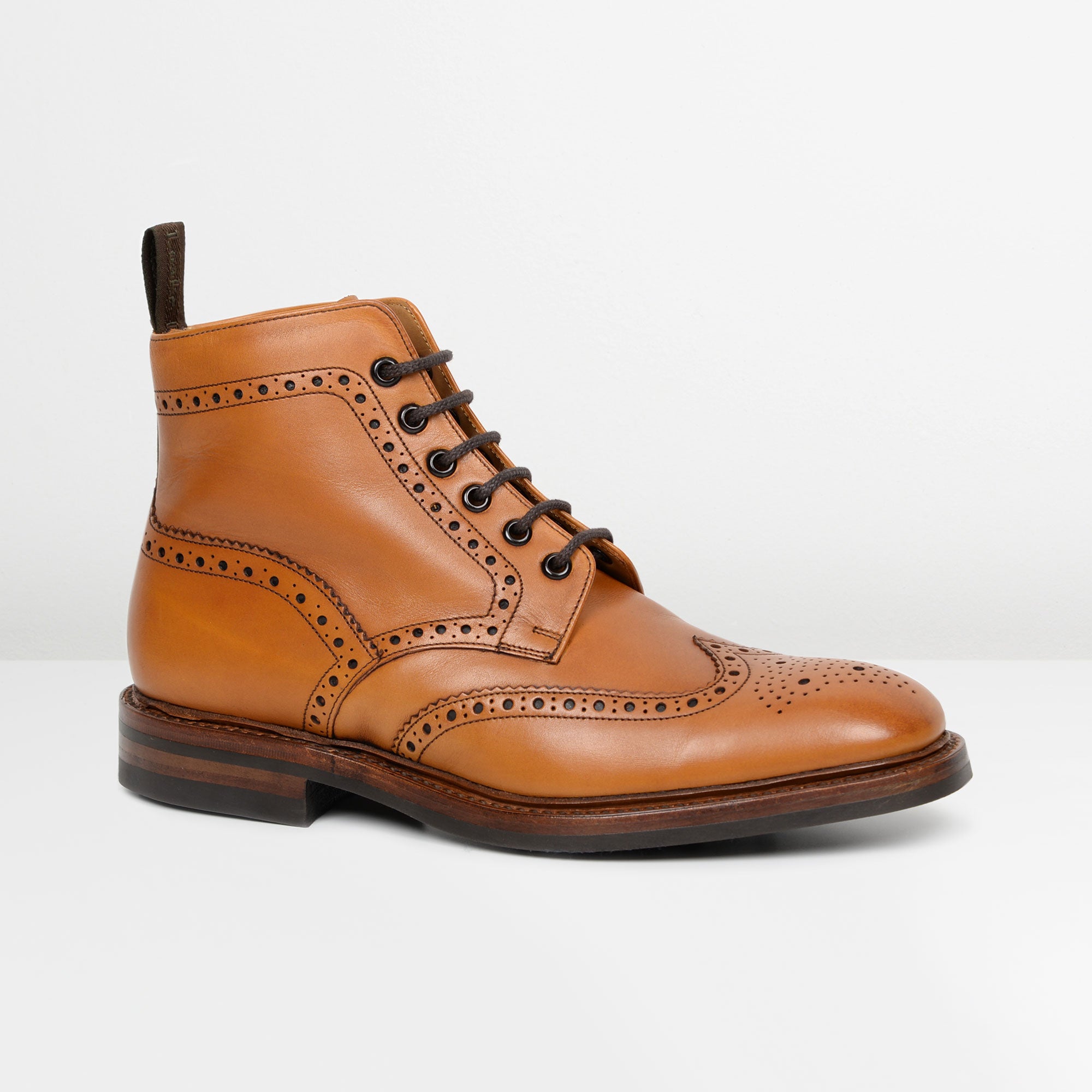 Tan Burford Dainite Loake Derby Brogue Boots from Quarter & Last