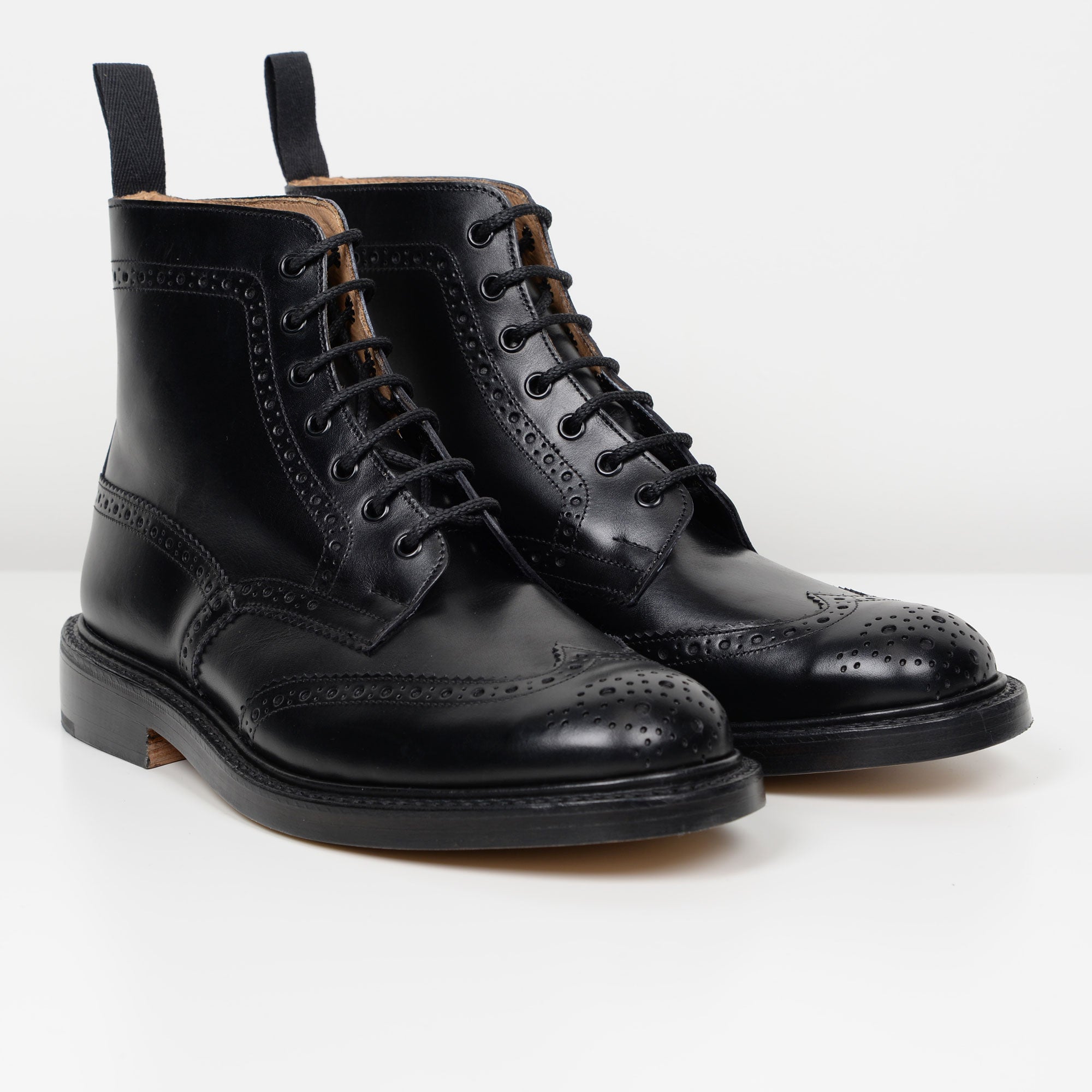 Black Stow 5634 Tricker's Derby Brogue Boots from Quarter & Last