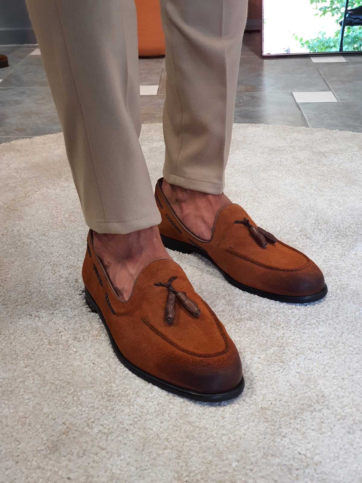 tan suede loafer