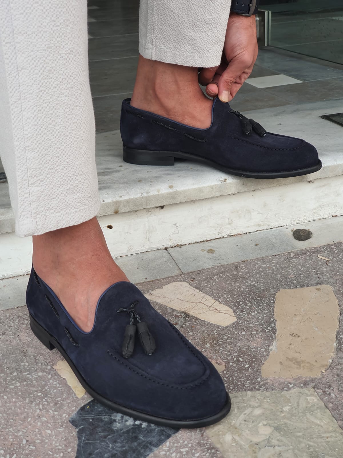 ø fad Underskrift SARDINELLI NAVYBLUE SUEDE TASSEL LEATHER LOAFERS – WearManStyle