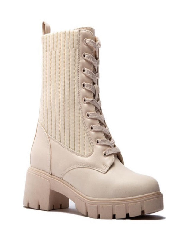 bone color combat boots