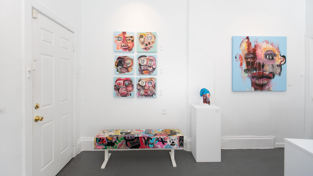 Install image from Gale Hart's "The Hood" solo exhibition at Voss Gallery, San Francisco in November 2019.