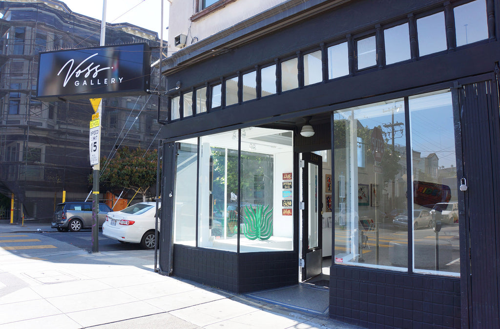 Photograph of Voss Gallery's facade with sign in San Francisco, California.