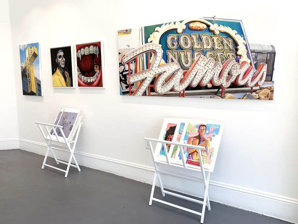 Install image from Tati Holt's "Fabuloso" pop-up exhibition of street art at Voss Gallery in San Francisco, July 8 - August 1, 2020.