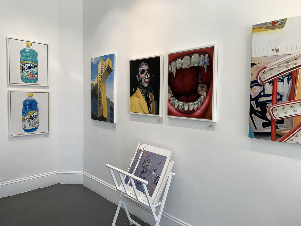 Install image from Tati Holt's "Fabuloso" pop-up exhibition of street art at Voss Gallery in San Francisco, July 8 - August 1, 2020.