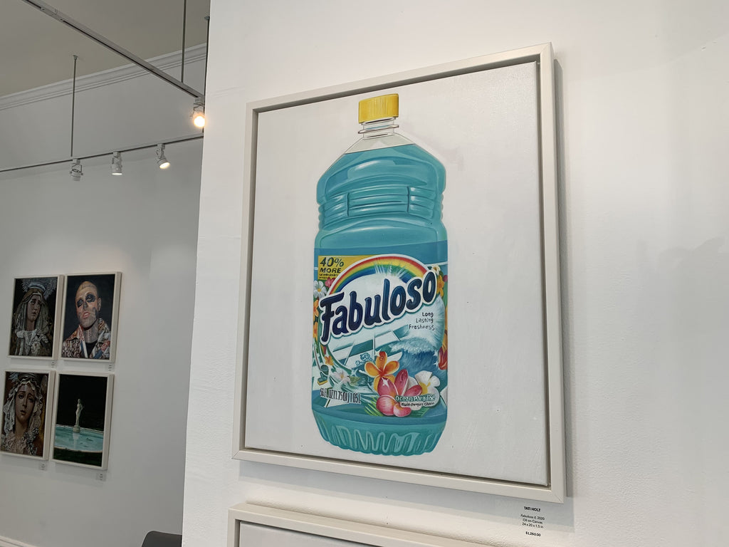 Install image from Tati Holt's "Fabuloso" pop-up exhibition of street art at Voss Gallery in San Francisco, July 8 - August 1, 2020.